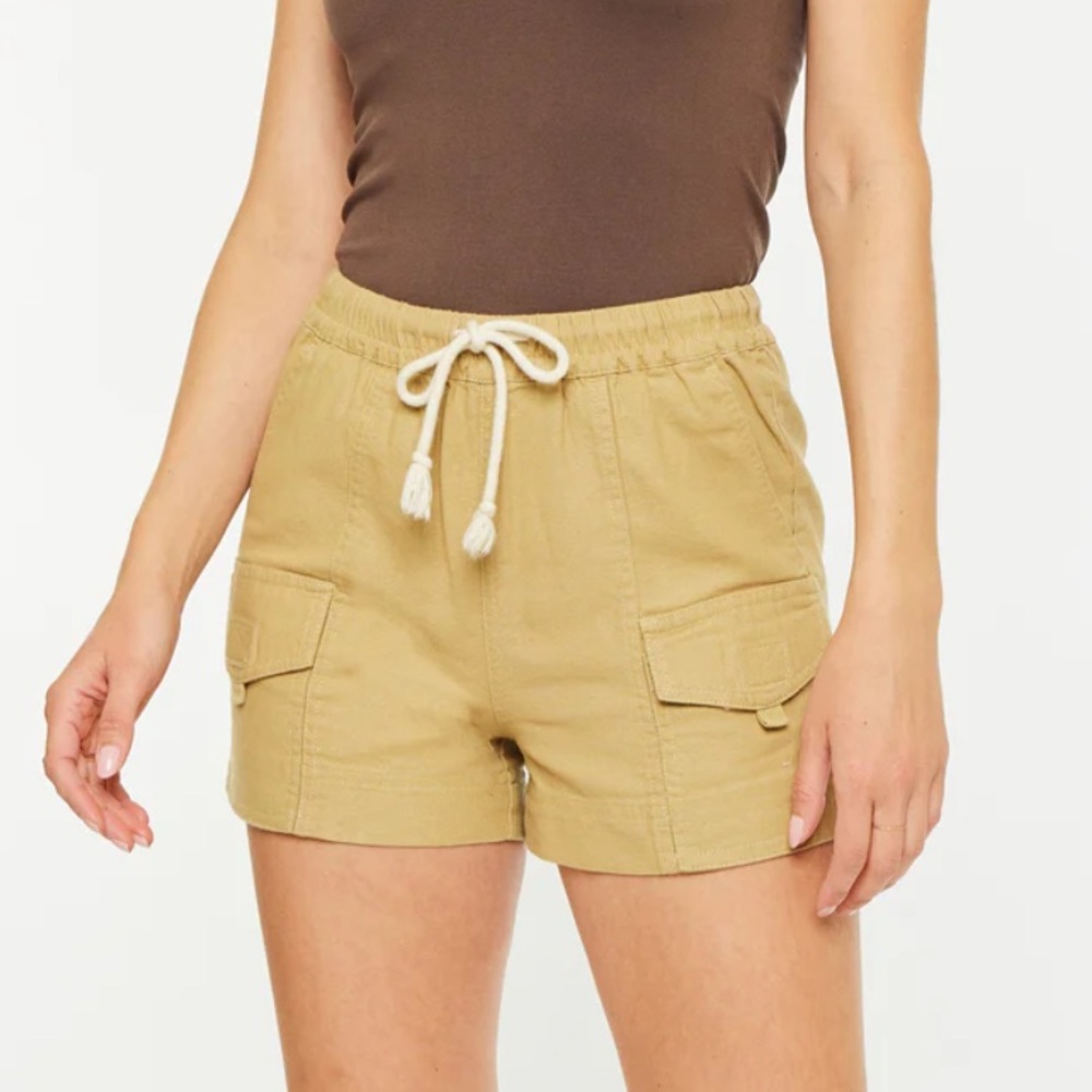 KanCan Zahara High Rise Cargo Shorts Women’s XL Mustard Cotton KC2046MT